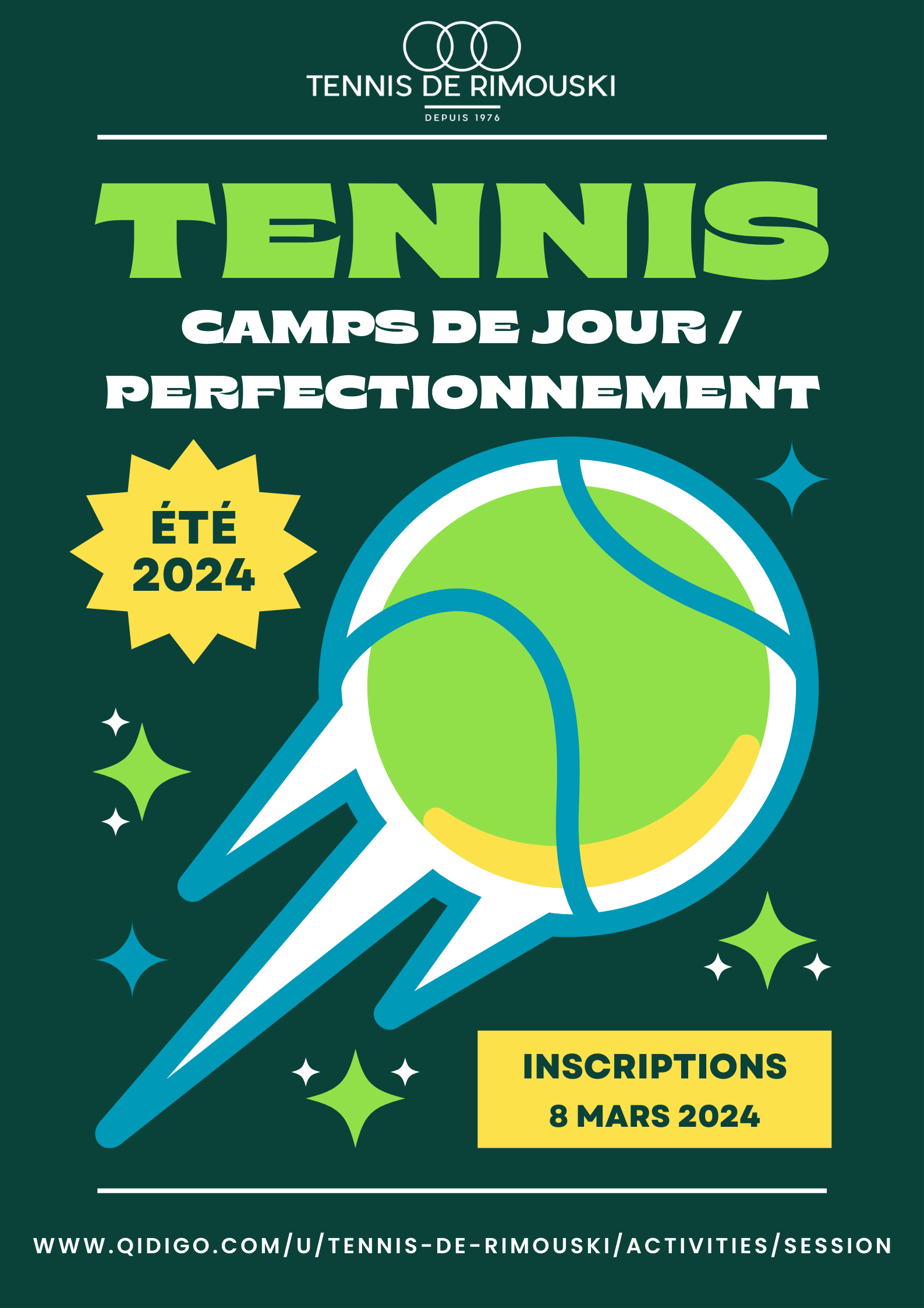 Green Illustrated Tennis Tournament Poster